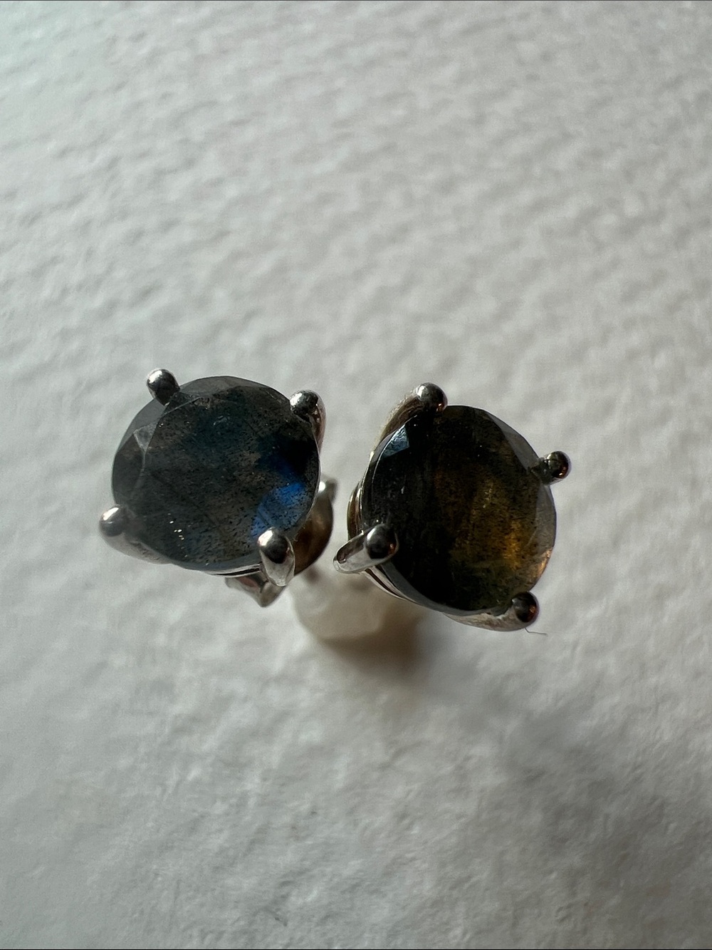 Labradorite Sterling Silver Stud Earrings - Blue-Green